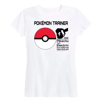 Женская футболка с изображением покемонов Pokémon Trainer с коротким рукавом, белая