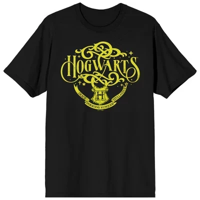 Черная футболка с коротким рукавом Hogwarts Winding Script для взрослых черная