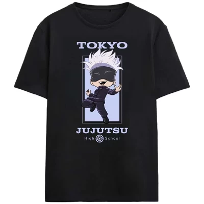 Черная футболка с круглым вырезом и коротким рукавом для взрослых от Chibi Satoru, черная