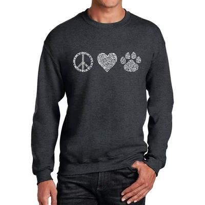 Peace Love Cats - Мужская толстовка с круглым вырезом в стиле Word Art