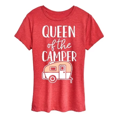 Женская футболка Queen Of The Camper с коротким рукавом и рисунком, красная
