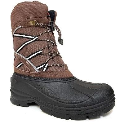 Men's Winter Boots Brown Thermolite Insulated Bungee Snow Shoes brown