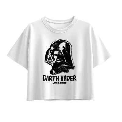 Sketch Darth Vader Short Sleeve Boxy Graphic T-Shirt white