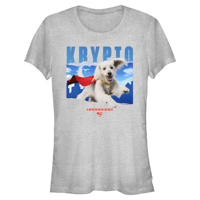 Женская футболка Superman Happy Krypto для юниоров спортивного серого цвета