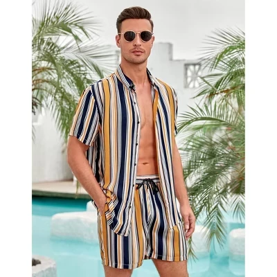 Мужской комплект Yesfashion, футболка и шорты, многоцветный
