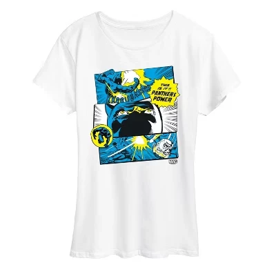 Women's -  - Black Panther Comic Panels Short Sleeve Graphic T-Shirt white