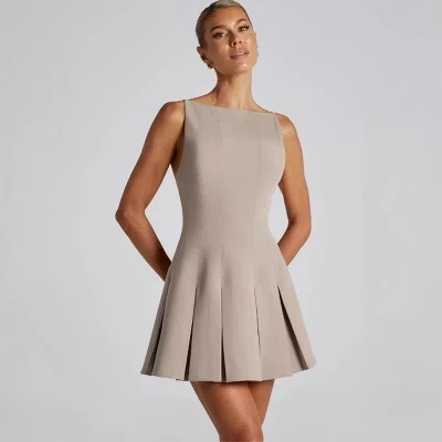 Женское платье Yesfashion, миди, плиссе, абрикосовое