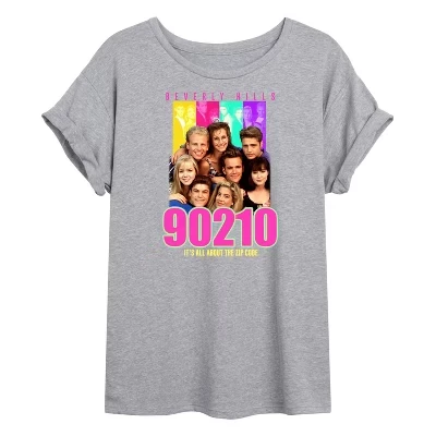 Женская оверсайз-футболка Beverly Hills 90210, серая