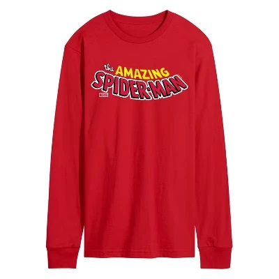 Men's -  - Spider-man Editorial Logo Long Sleeve Graphic T-Shirt red