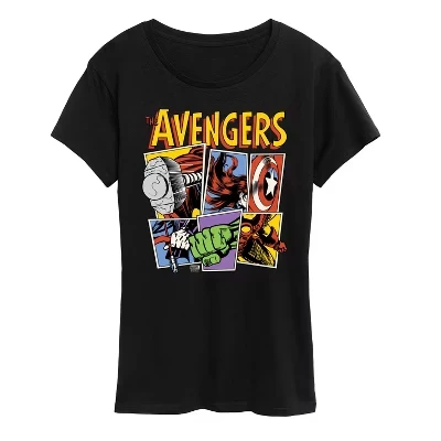 Женская футболка Marvel Avengers Grid Retro, черная