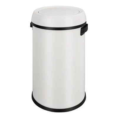 Trash Can, Kitchen Trash Can – 17 Gallon/65L Heavy Duty Brushed Stainless Steel Step Pedal Bin with Slow-Close Lid for Home Office Bathroom white