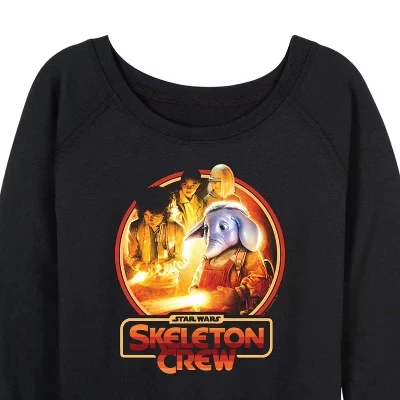Женская рубашка Skeleton Crew Retro Circle из легкого французского махрового материала с широким вырезом и длинным рукавом, черная с графическим рисунком