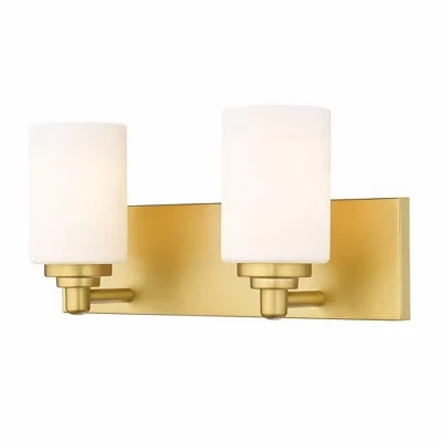 Soledad 2-Light Светильник для туалетного столика - Минималистичный стальной светильник с шикарными стеклянными абажурами золотистого цвета