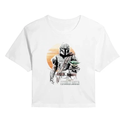Женская футболка Star Wars Mando Marker Concept укороченная, белая