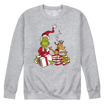 Мужской свитшот The Grinch «Гринч и Макс», серый меланж
