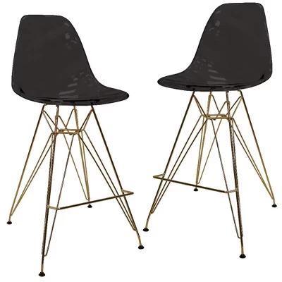 Барные стулья LeisureMod Cresco, 2 шт., черные