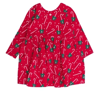 Кружевное платье с длинными рукавами для маленьких девочек candy cane cutie