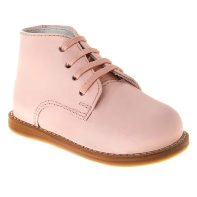 Нескользящая детская обувь для первых ходунков Josmo Logan Toddler Leather для мальчиков/девочек розового цвета