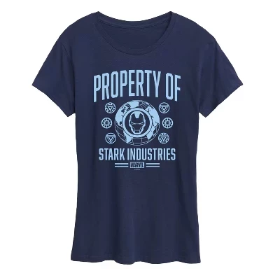Женская футболка с коротким рукавом Iron Man Property Of Stark Industries с изображением Железного Человека