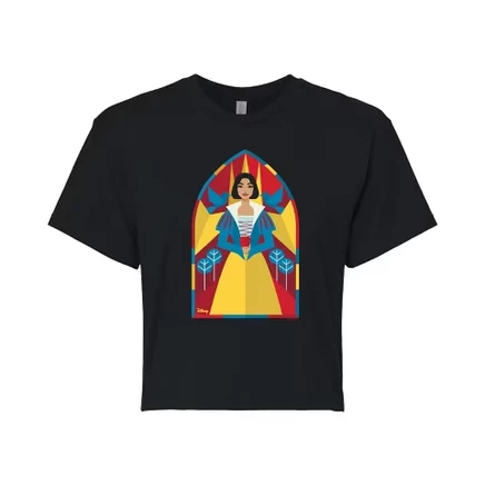 Женская укороченная футболка Snow White, черная