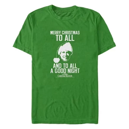 Men's 's Christmas Vacation Clark Griswold Good Night T-Shirt kelly green