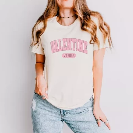 Кремовая футболка с коротким рукавом Valentine Vibes Distressed