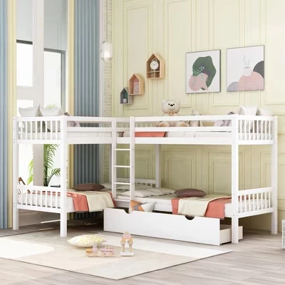 Двухъярусная кровать Harper&Bright L-образная, белая