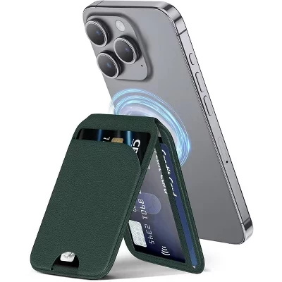 Флип-кошелек с RFID-идентификатором кредитной карты и подставкой для iPhone (совместим с чехлом MagSafe) - Вмещает 5 карт зеленого цвета