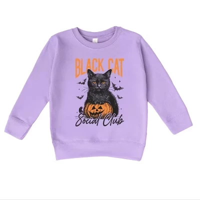 Black Cat Social Club Pumpkin - Свитшот с рисунком для малышей и молодежный свитшот с рисунком сирени