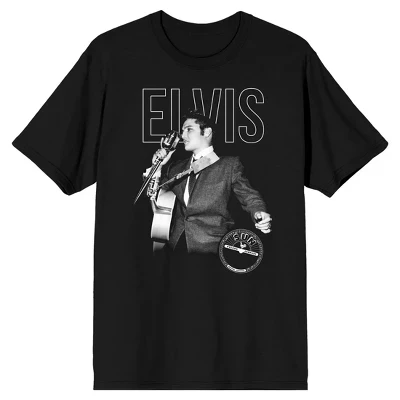 Мужская черная футболка с коротким рукавом Elvis Presley Король рок-н-ролла черная