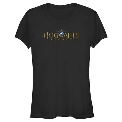 Женская футболка с официальным логотипом Hogwarts Legacy для юниоров, черная