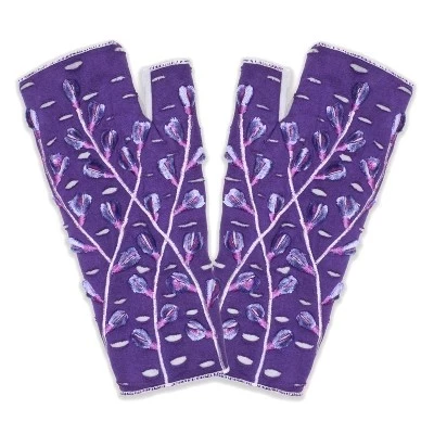 Перчатки без пальцев Feelgoodz Azalea – ube на флисовой подкладке ручной работы