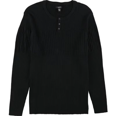 Мужской свитер Henley в рубчик с блокировкой, черный