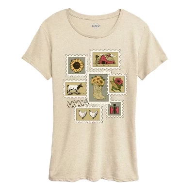 Женская футболка с коротким рукавом и графическим принтом CNH Farm Stamps birch