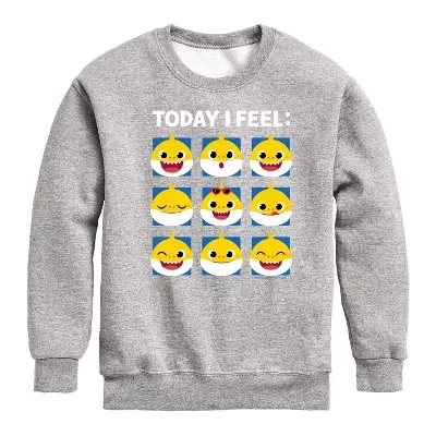 Детская флисовая толстовка Baby Shark Today I Feel Grid, меланж