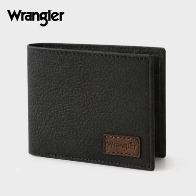 Мужской кошелек wrangler из натуральной кожи rfid, черный