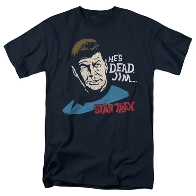 Мужская футболка Star Trek «Он мертв, Джим», синяя