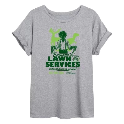 Женская футболка Edward Scissorhands Edwards Lawn Services оверсайз, серая
