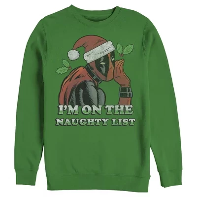 Мужская рождественская толстовка Deadpool Naughty List