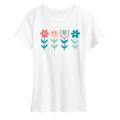 Женская футболка с коротким рукавом и рисунком в скандинавском стиле Boho Flowers, белая