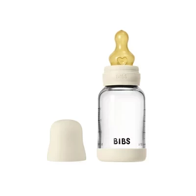 Бутылочка для кормления Bibs стеклянная с латексной соской, белая