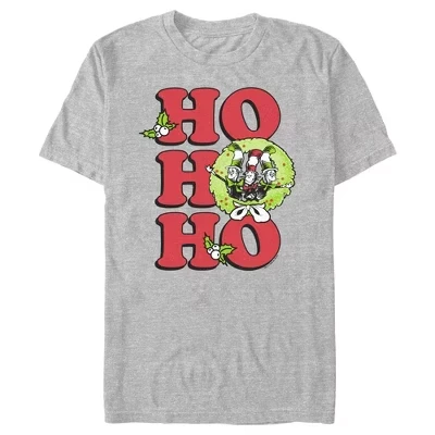 Мужская футболка The Cat in the Hat Ho-Ho-Ho athletic heather с изображением кота в шляпе