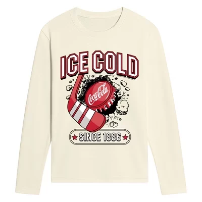 Мужская футболка Coca- Cola Ice Cold Hockey с длинным рукавом и графическим принтом natural