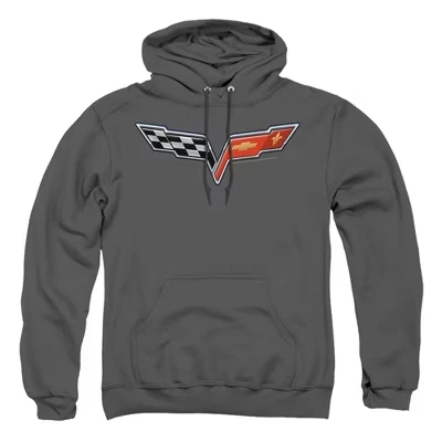Толстовка с капюшоном для взрослых Chevrolet The Vette Medallion темно-коричневого цвета.