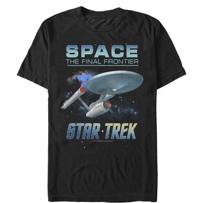 Мужская футболка из оригинальной серии USS Enterprise Space The Final Frontier черного цвета