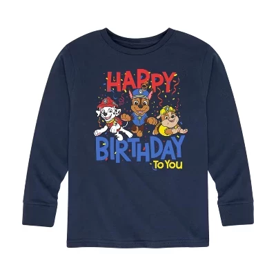 Футболка с длинным рукавом для мальчиков - Paw Patrol - Happy Birthday Rubble Chase Marshall с графическим рисунком