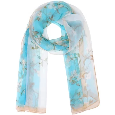 Women's Floral Lightweight Satin 50s Sunscreen Head Wrap Scarves for Summer 1 Pc style-2