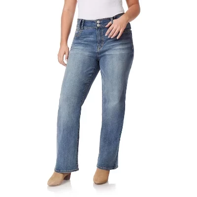 Женские джинсы со средней посадкой Insta Stretch Juniors Jeans galaxy больших размеров с пышными вырезами и закругленными краями.