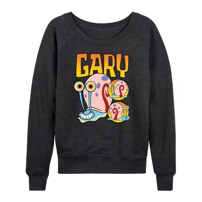 Женская - - Легкая французская махровая рубашка Gary The Snail с широким вырезом и длинным рукавом с графическим рисунком heather charcoal