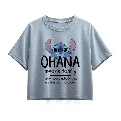 Ohana Means Family-Футболка для девочек с коротким рукавом и графическим принтом для девочек с коротким рукавом
